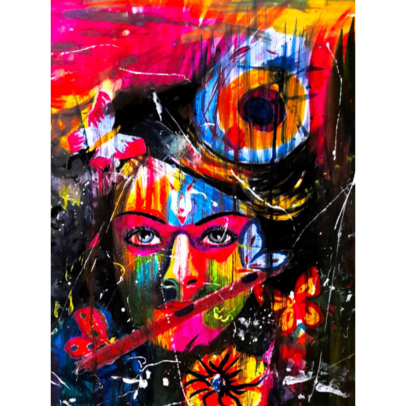 Krishna coloré, seigneur | Peinture par Pragga Majumder | Aquarelle sur papier cartouche