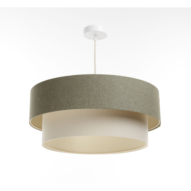 Zygi 1 - Light Cream Drum Pendant, Green Olive/Beige