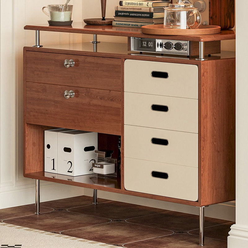 Armoire d'appoint multifonctionnelle en bois massif moderne et minimaliste