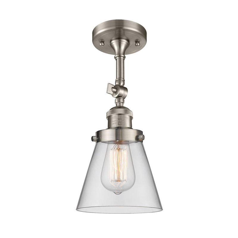 Hardiman Glass Semi Flush Mount, Clear, Polished Nickel, 13.5" H x 6.25" W x 6.25" D