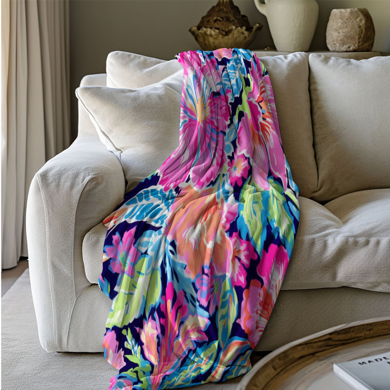 loral Night Art - 1 pièce Sherpa Premium, L 80 po x l 60 po
