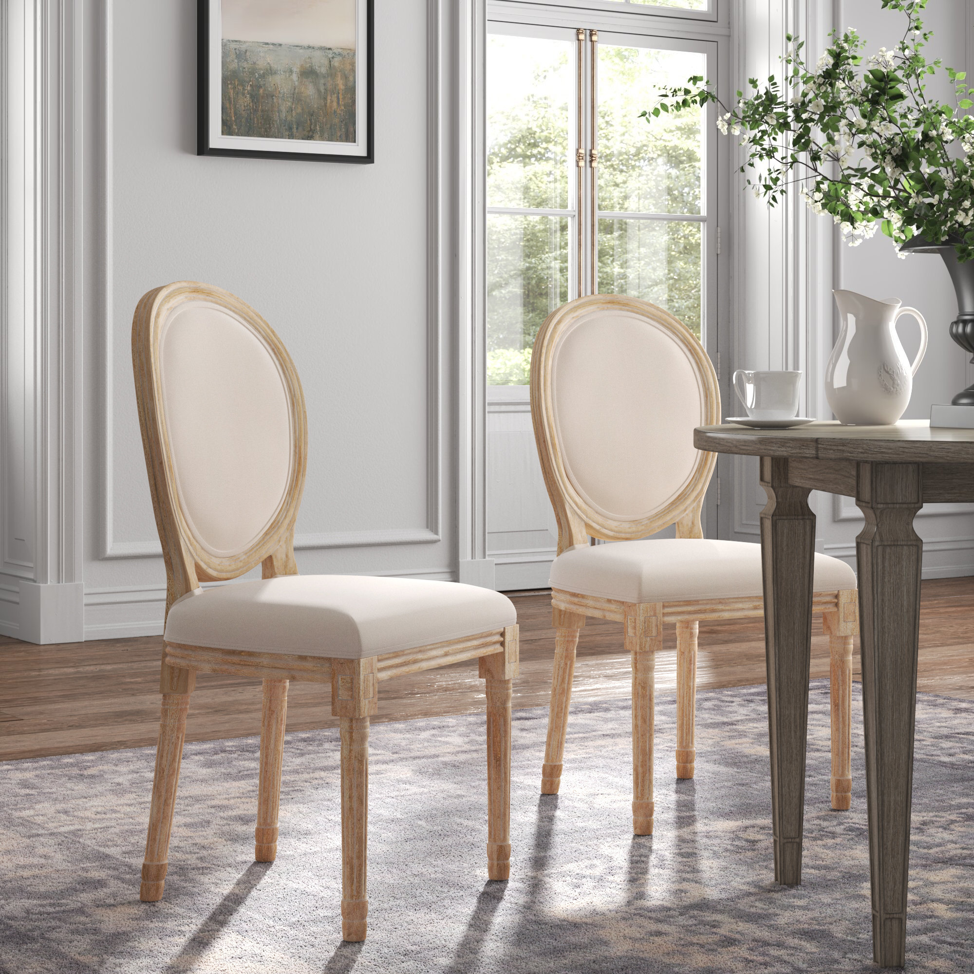 King Louis XVI Dining Chair, White Chair with Clear Back, Solid Wood Frame  - Royal Luxury Events