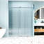 Porte de douche de 55 à 60 po x 76 po avec fonction, verre trempé de 1/4 po, porte coulissante simple résistante à l'eau, revêtement en verre résistant à l'eau, finition, fonction imperméable lisse et étanche