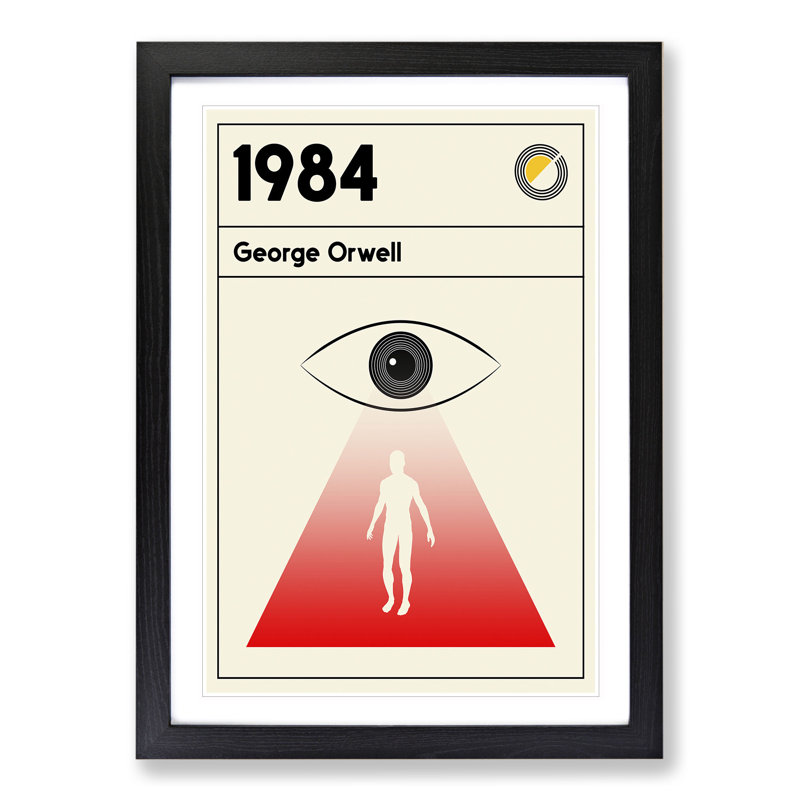 Book Cover 1984 George Orwell - Picture Frame Graphic Art on MDF, 65cm H x 48cm W x 2cm D, Black