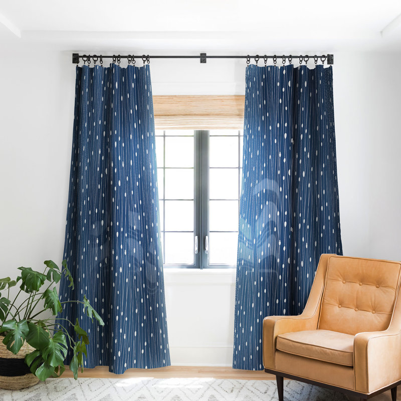 Rideau occultant 1pc Heather Dutton Grey, Bleu marine
