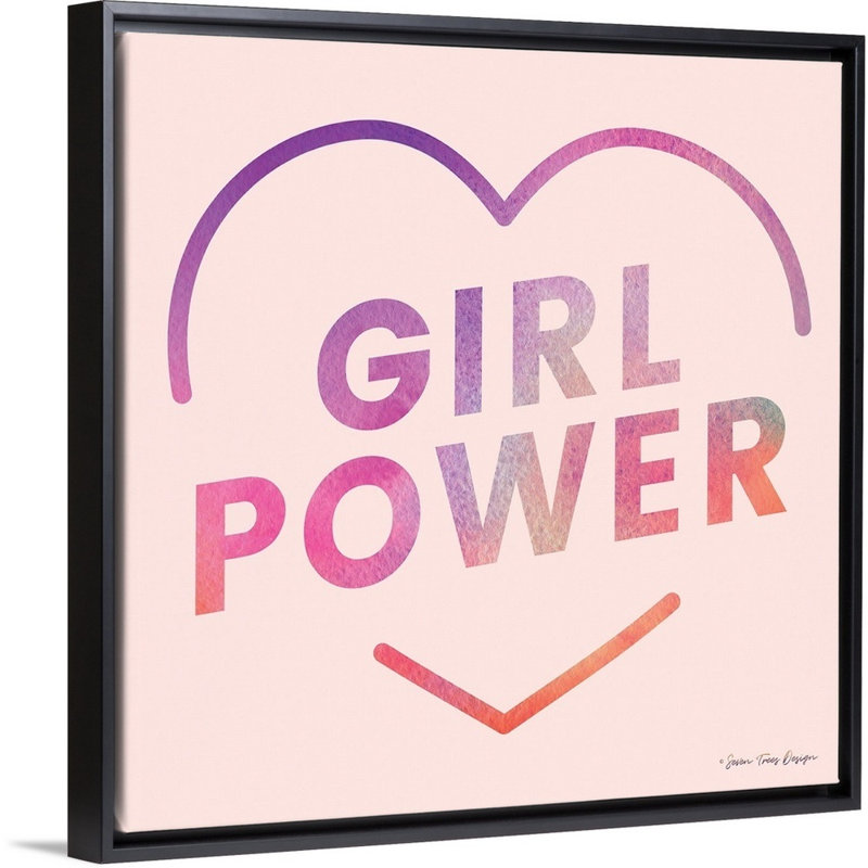 Art textuel sur toile, "Girl Power III" par Seven, H 14 po x l 14 po x P 1,75 po, Toile avec cadre noir