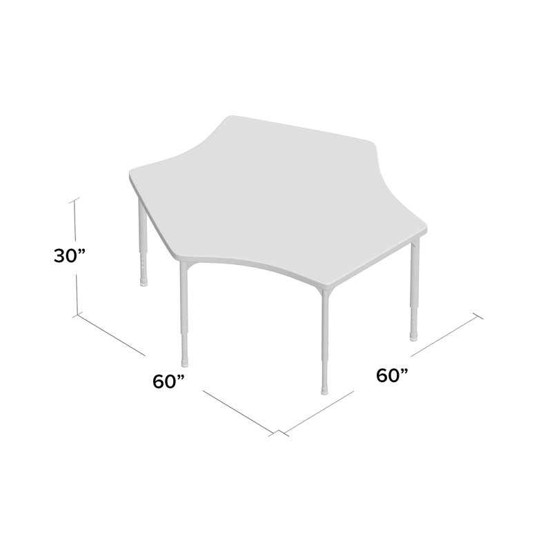 Apex Series Whiteboard Adjustable Delta 3 Students Activity Table, Black
