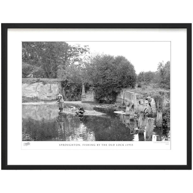 Sproughton, Fishing By The Old Lock C1955 by Francis Frith - Single Picture Frame Print, 40cm H x 50cm W x 2.3cm D