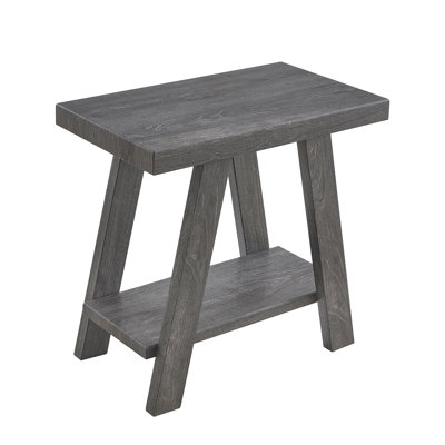 Athens Contemporary Wood Shelf Side Table In Gray Finish