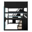 Lit mezzanine en bois avec escalier de rangement, bureau, tablettes et panneau perforé, style Esports peu encombrant pour adolescents et adultes-1491487936-1491487942