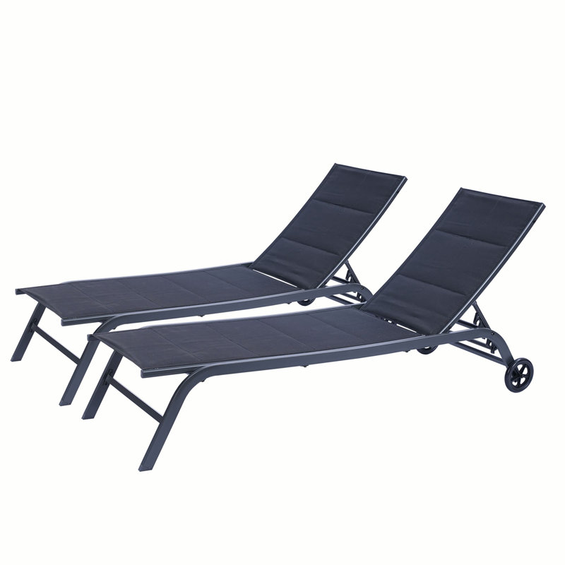Chaise longue inclinable longue 75,98 po avec coussins