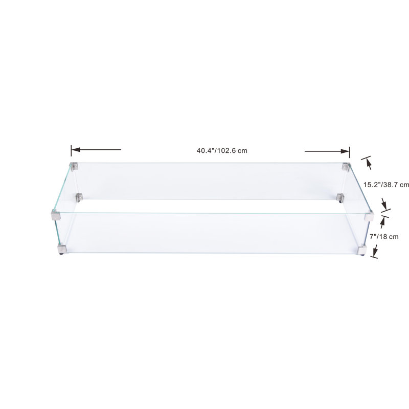 Rectangular Wind Screen for Elementi Plus Fire Tables (OFG410/OFG415)