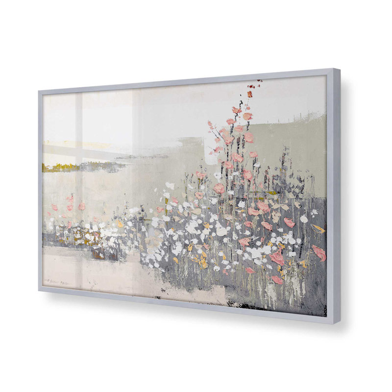 «Floral Haze» sur papier, Cadre en chrome poli, H 12,25 po x l 15,25 po