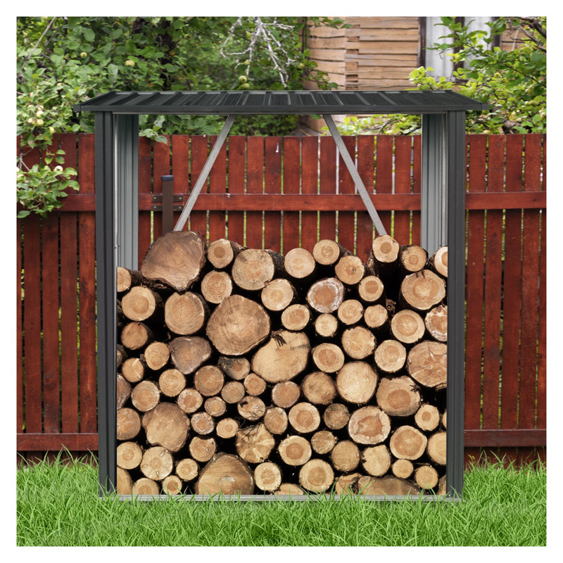 Support extérieur en bois de chauffage en acier galvanisé résistant aux intempéries 3 pi x 5 pi