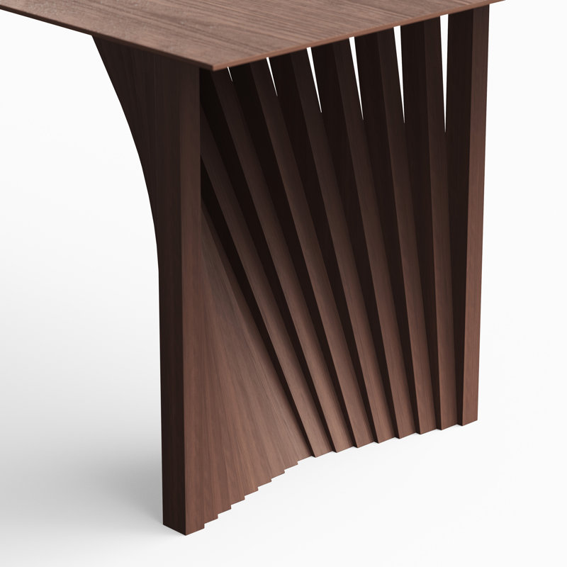 Modern Brazilian Laguna Glass Top Dining Table, Nogal
