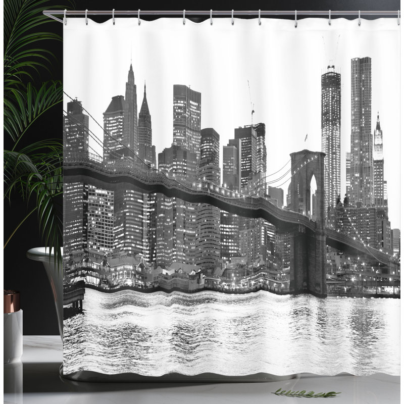 Ensemble de rideau de douche + crochets, H 75 po x l 69 po