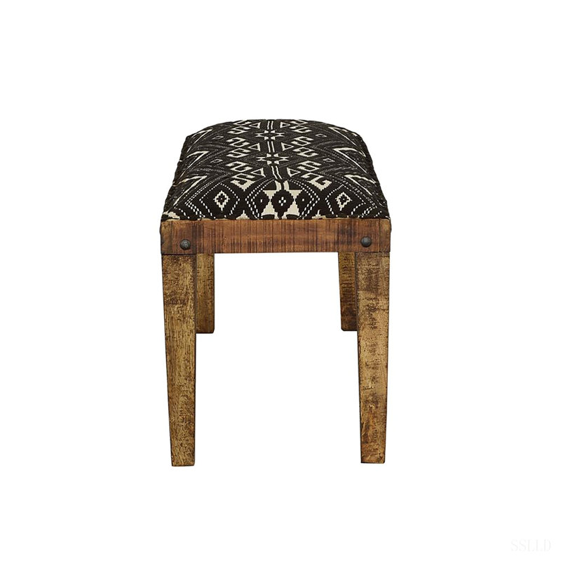 Banc rembourré noir et blanc