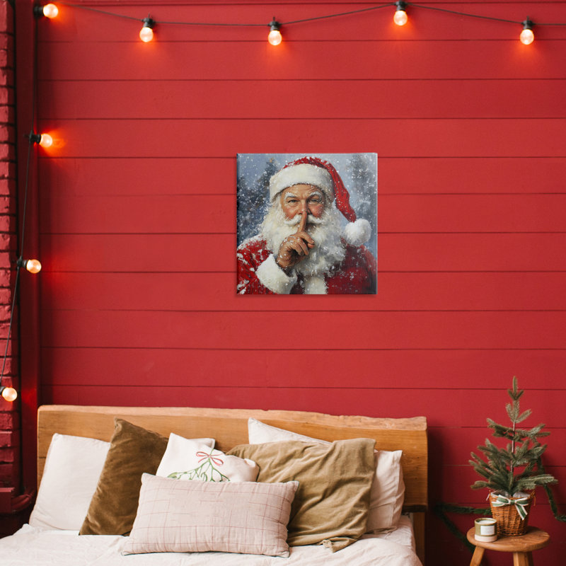 Toile du Père Noël secret, design par Petal Prints Design, H 17 po x l 17 po