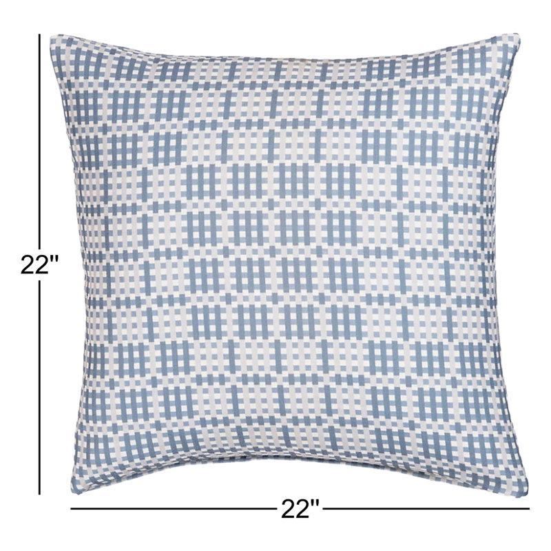 Deco Arch Accent Pillow, Feather, Blue Geometric, Square 22"