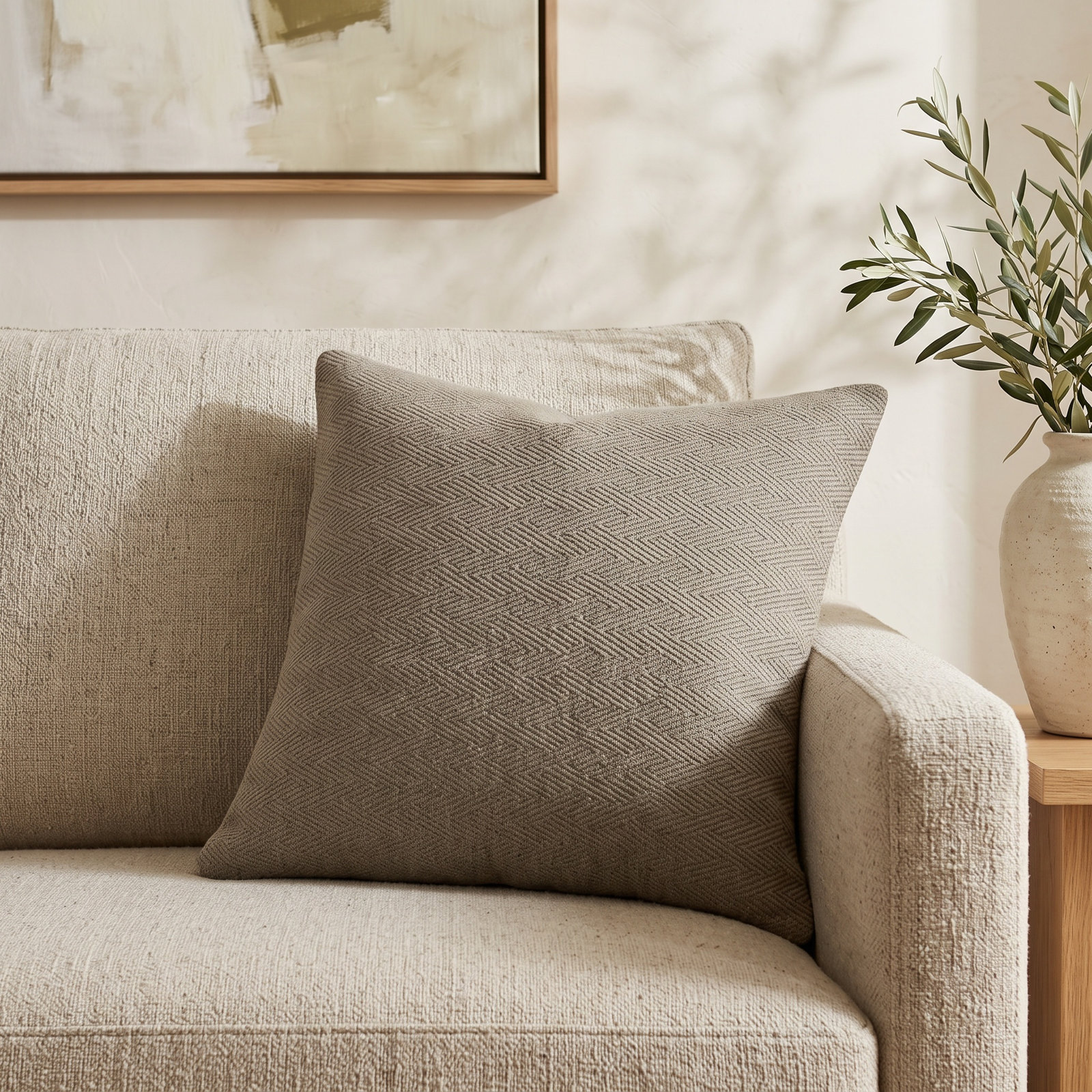 Pillow Cover & Insert, 22" x 22", Beige Geometric
