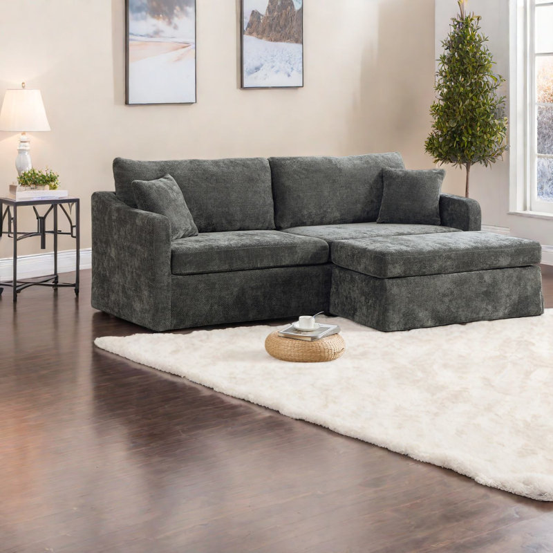 Large méridienne en chenille de 86,61 pouces de style moderne pour le salon
