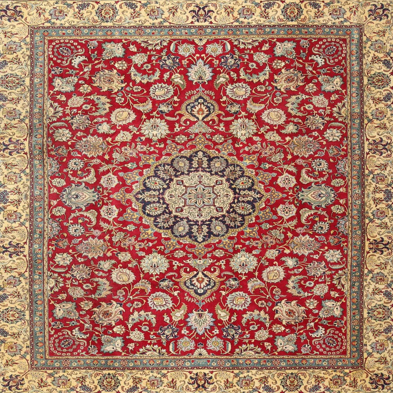 Tapis traditionnel mehroon/noir/bleu Bonelli, Rond 6 pi