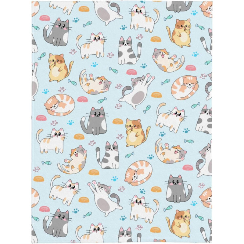 Coussin mignon pour chat 50 po x 40 po Coussins doux et chaleureux Jeté chaud et léger en molleton pour canapé-lit