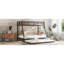 Lit simple superposé au dessus d'un lit double en métal avec lit gigogne simple-1633439424
