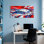 Scène et paysages urbains abstraits, œuvre d'art du stade, rouge, bleu, blanc