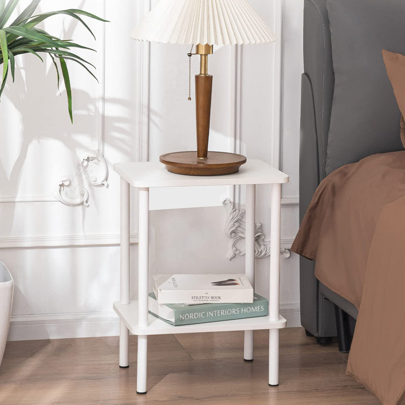 Ayvion End Table, White, White