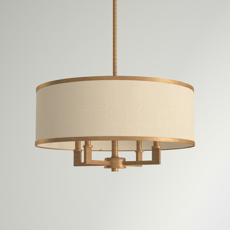 Berthine 4 - Light Drum Chandelier, Hand Painted Antique Gold Leaf