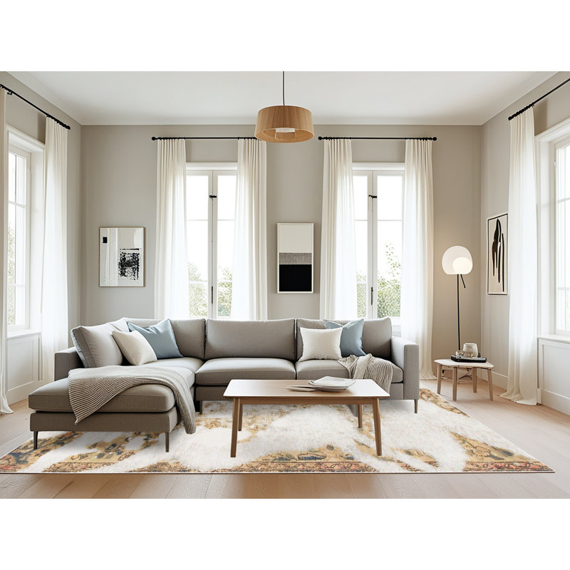 Tapis décoratif multicolore à motif abstrait, Rectangle 8 pi x 10 pi