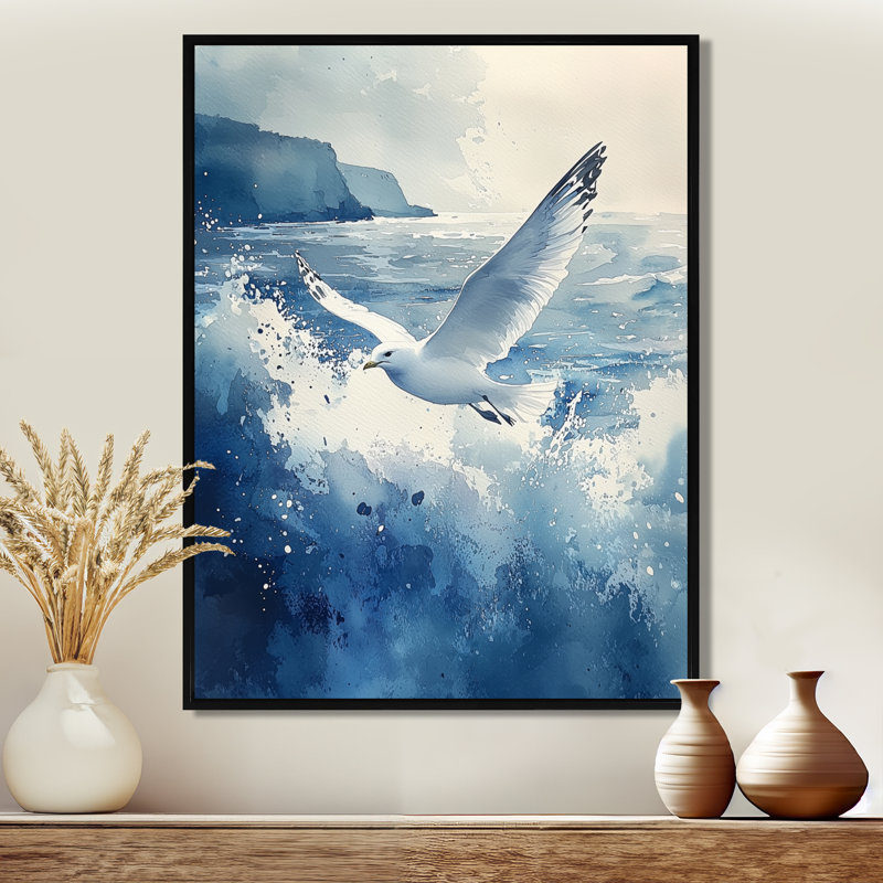 Aunica Seagull In The Breeze II - Bird, reproduction d'art encadrée, Noir, Impression encadrée flottante, H 20 po x l 12 po