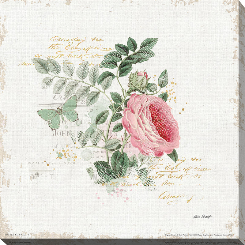 «French Romance II», reproduction de peinture à l'aquarelle, H 28 po x l 28 po x P 1,5 po, Toile tendue