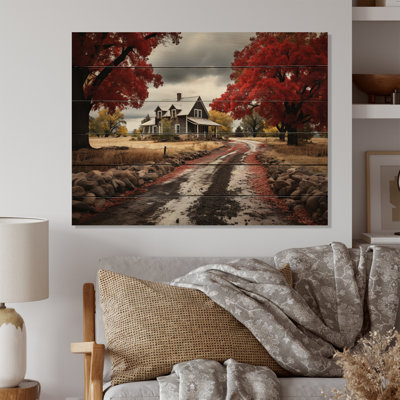 Sooad Red Farmhouse Rustic Elegance III sur impression sur bois