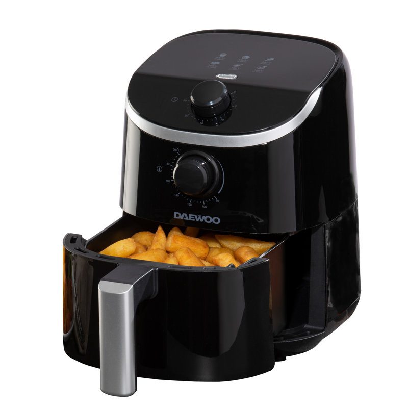 Daewoo Compact Air Fryer 2 Litre Mini Space Saving Energy Efficient Oil Free, 2L Single Pot Air Fryer - Blk