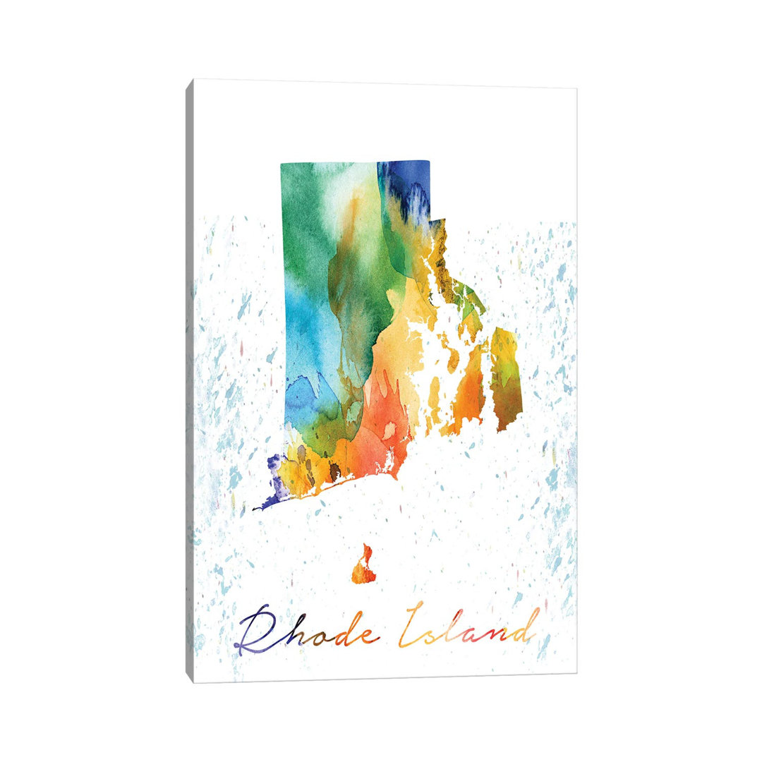 Rhode Island State Colourful - Wrapped Canvas Print