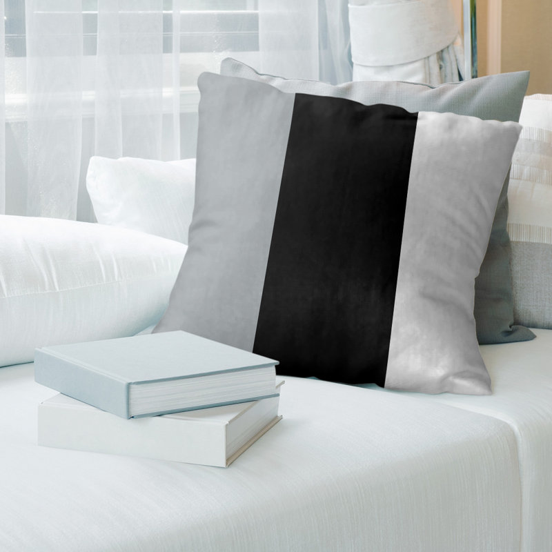 Coussin décoratif, Bourre en polyester, Noir, 18 po x 18 po