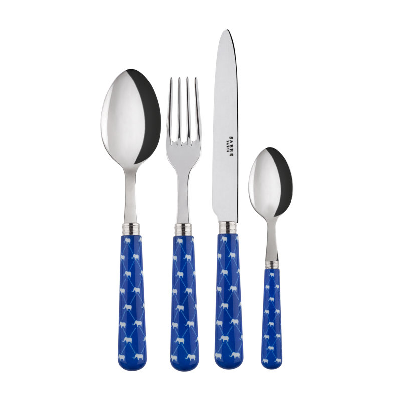 Dumbo 24 Piece 18/10 Stainless Steel Cutlery Set Service for 6, Lapis Blue