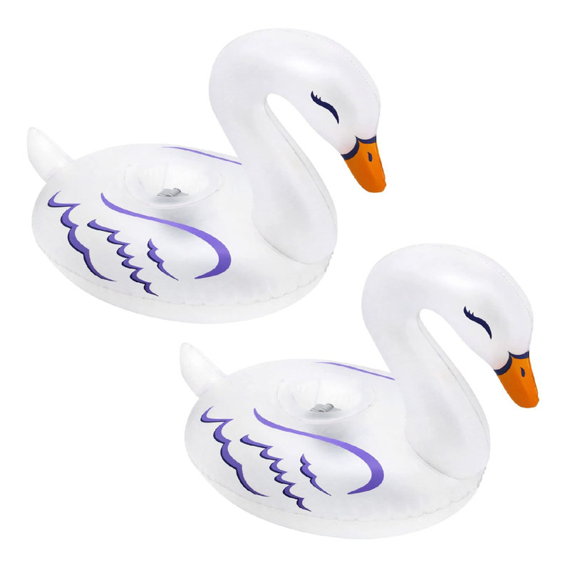 Translucent White PVC Inflatable Swan Pool Lanterns with LED Lights