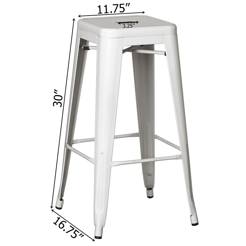 30-inch Backless Metal Bar Stool Stackable Heavy-duty Counter-height Chair For Home Bars Patios Kitchen Islands Cafes Restaurants Bistros And Dining Areas For Indoor & Outdoor Use