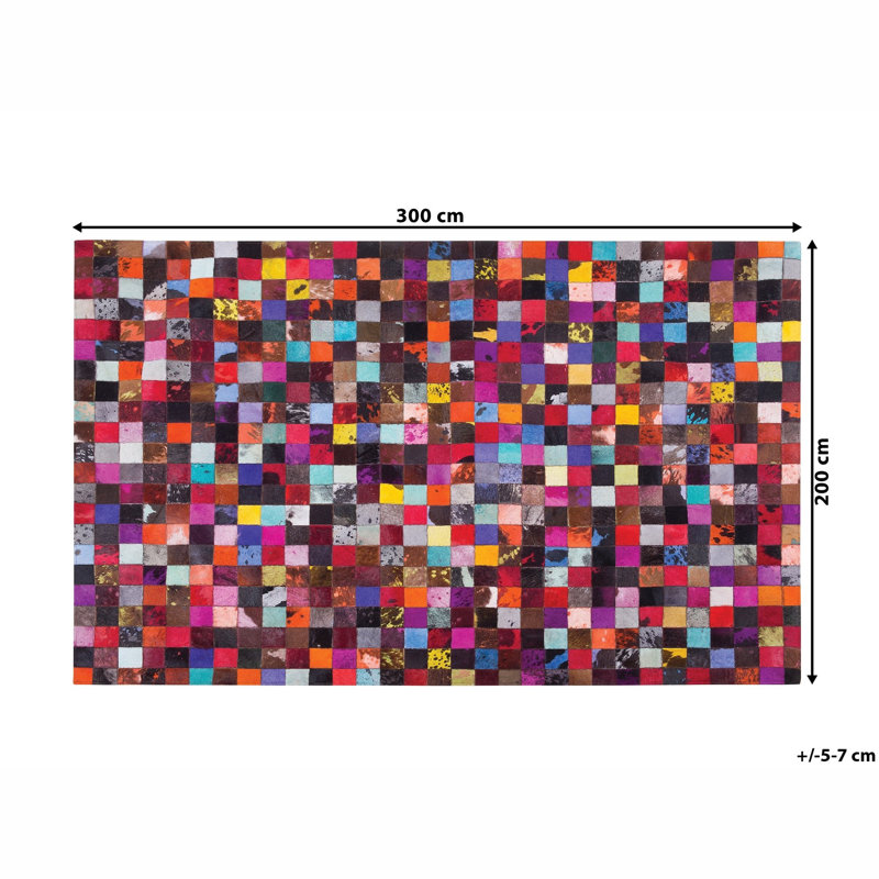 Geometric Cowhide Hand Woven Area Rug, Rectangle 200 x 300cm