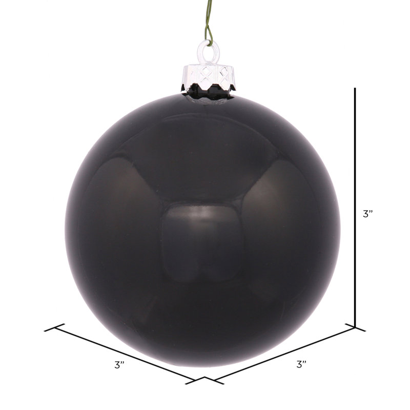 Holiday Décor Ball Ornament, Black, 3" H x 3" W x 3" D