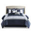 Édredon 8 pièces pour très grand lit - broderie bleu marine, literie élégante brodée, décoration de chambre douillette-120953442
