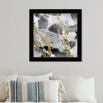 Black And White Abstract Watercolor Urban Modern Framed Art Print For Bedroom