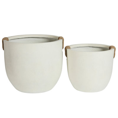 Jardinière ronde en béton faite à la main de 2, grands pots décoratifs avec drainage, pour la plantation de plantes hautes et courtes faites à la main, pot à fleurs, pots, trous de drainage, jardin