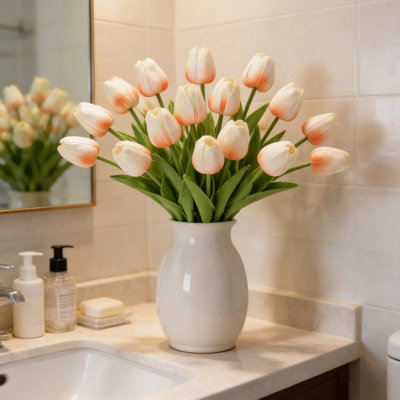 20PCS Tulips Artificial Flowers Faux Silk Tulip Stems Fake Flowers Bouquets for Vase Wedding Home Decoration