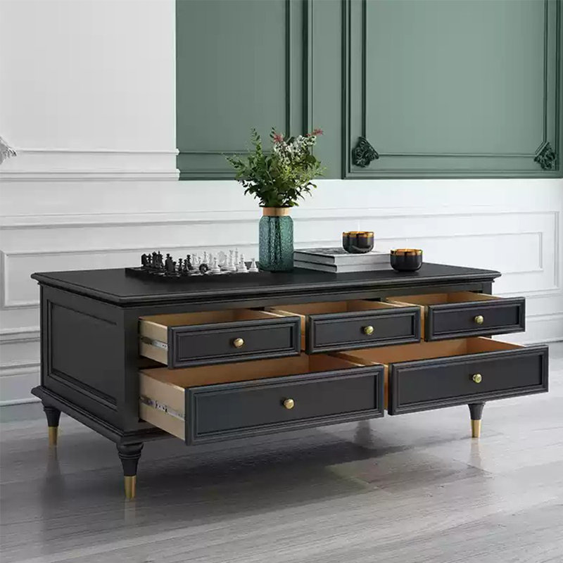 Table basse imperméable éco-peinte, H 20,47 po x L 55,11 po x l 27,55 po, Noir, noir, noir, noir