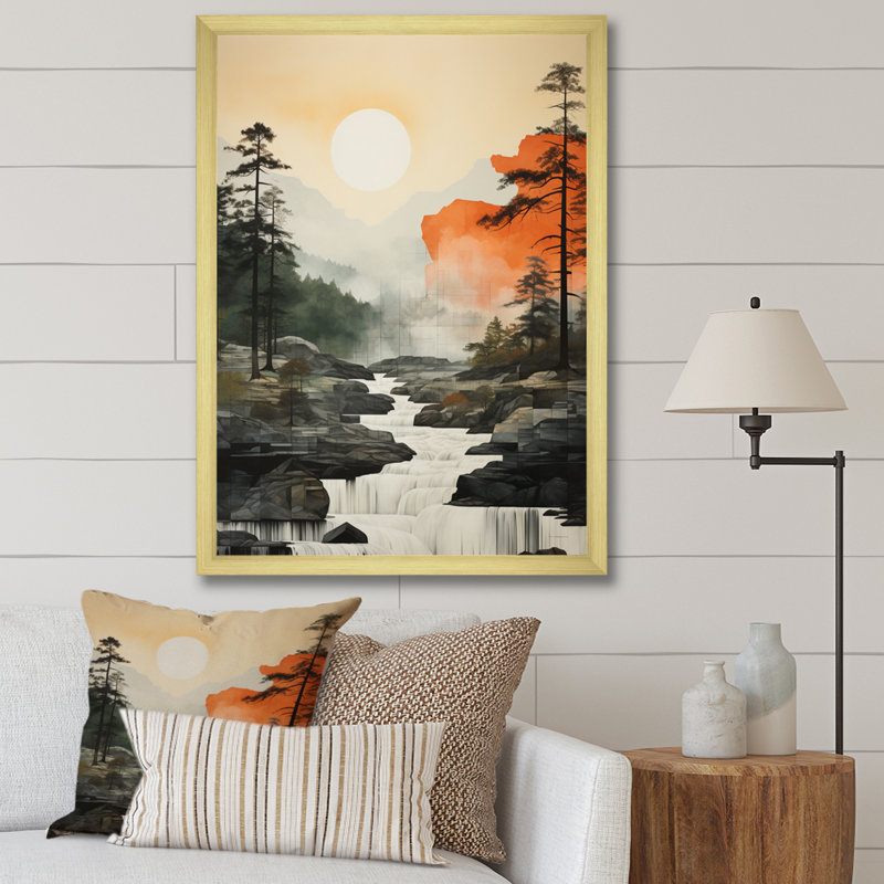 Bold Geyser Natures Fountain V - Art mural encadré Geyser, Cadre doré simple, H 40 po x l 30 po x P 1,5 po