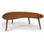 Table basse moderne Mid-Century en bois massif à motif abstrait avec finition Castanho et pieds inclinés